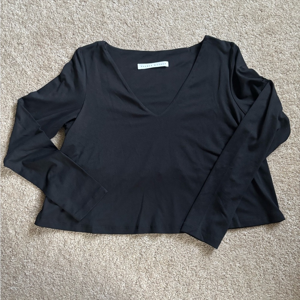 Susana Monaco Black V-Neck Blouse
